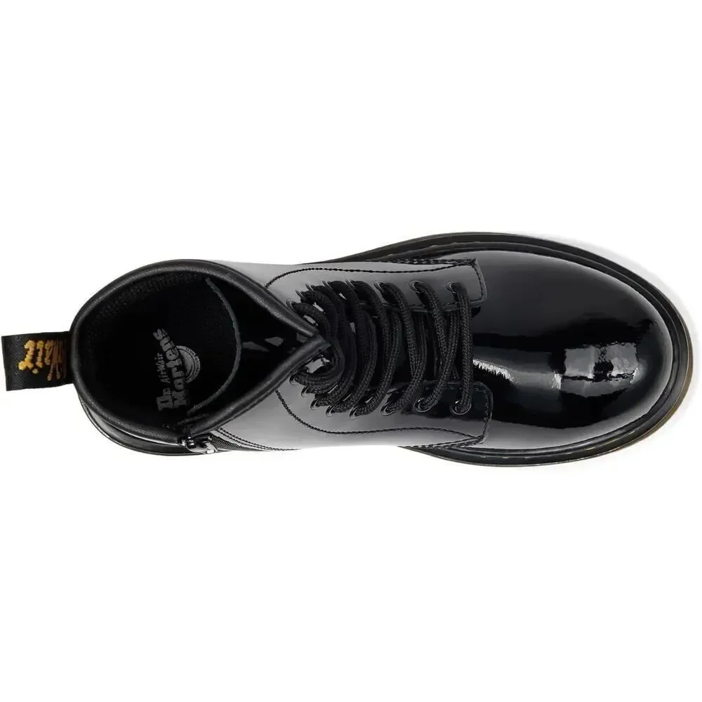 Dr Martens Jr Combat Black Glossy Leather J Zip Up Boots Size 13 US